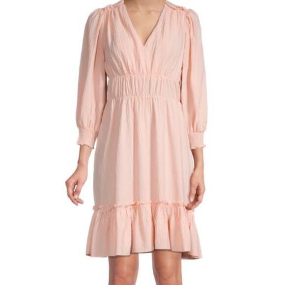 Calvin Klein ​Crinkle Gauze Ruffle Dress soft Pink size 12 - Picture 1 of 12